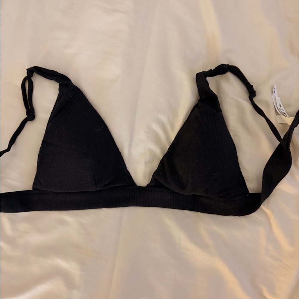 Black Triangle Ribbed Bralette - Women Intimates & Sleepwear